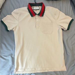 GUCCI COTTON PIQUET POLO WITH WEB COLLAR SIZE M